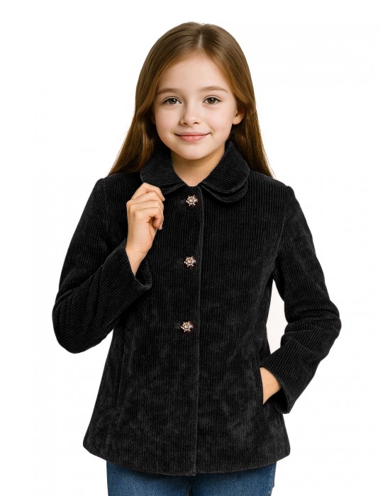 Girls Coat  Metallic Black